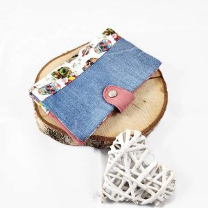 Portefeuille en jeans - Upcycling - Tête de mort - Multicolore